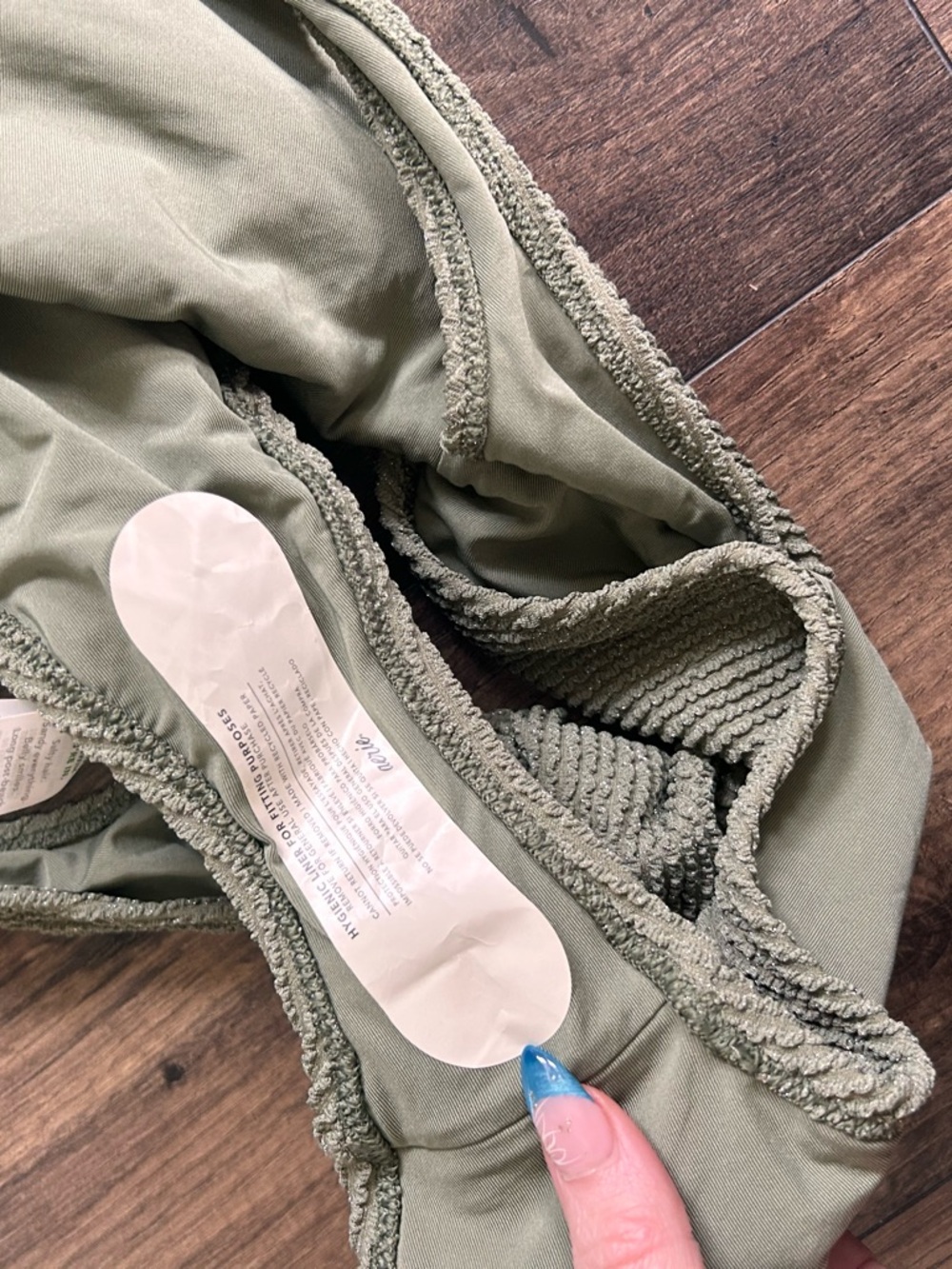 NWOT Aerie Olive Textured One-Piece Swimsuit - Picture 6 of 7